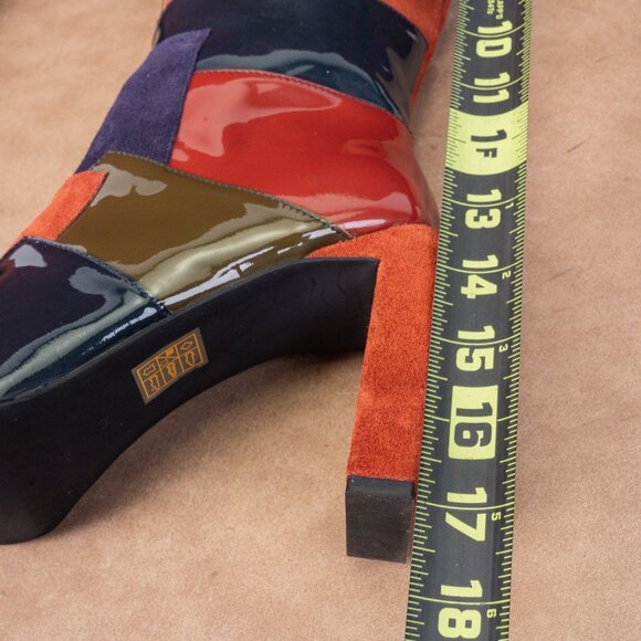 Jeffrey Campbell Wmn Patchwork Patent Leather Retro Vintage Zip Knee Boots sz 10 - Picture 10 of 11